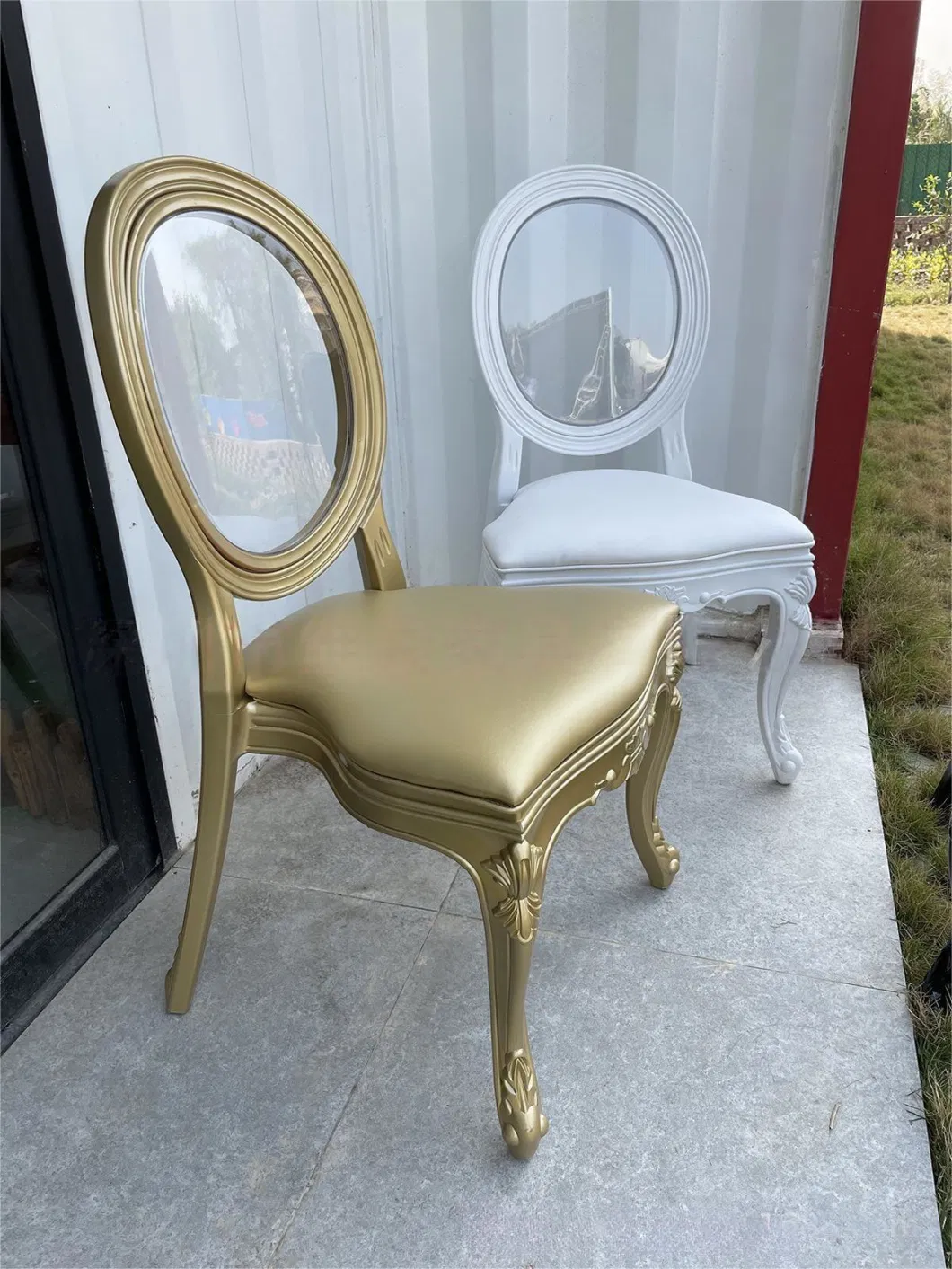 White O Back Commerical Knock Down Wholesale Garden Resin Wedding Tiffany Chairs