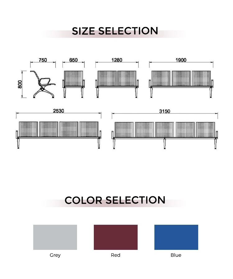 M&W Tandem Padded Clinic Polyurethane Salon Row Chair Office Barber Garden Recliner Lounge Link Chairs