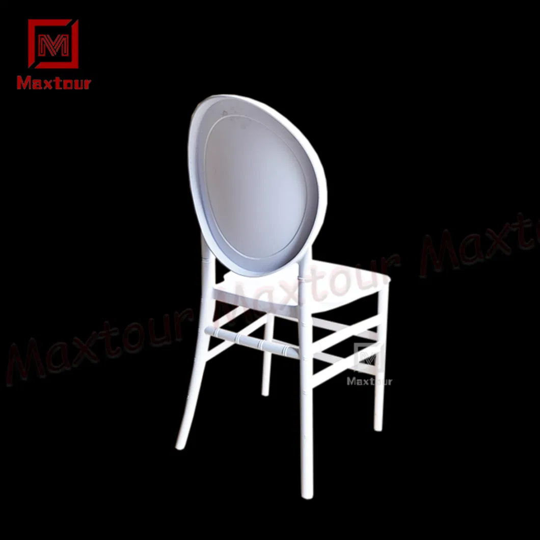 White Plastic Resin PP Round Stacking Chair Tiffany Wedding Chiavari Chairs for Sale