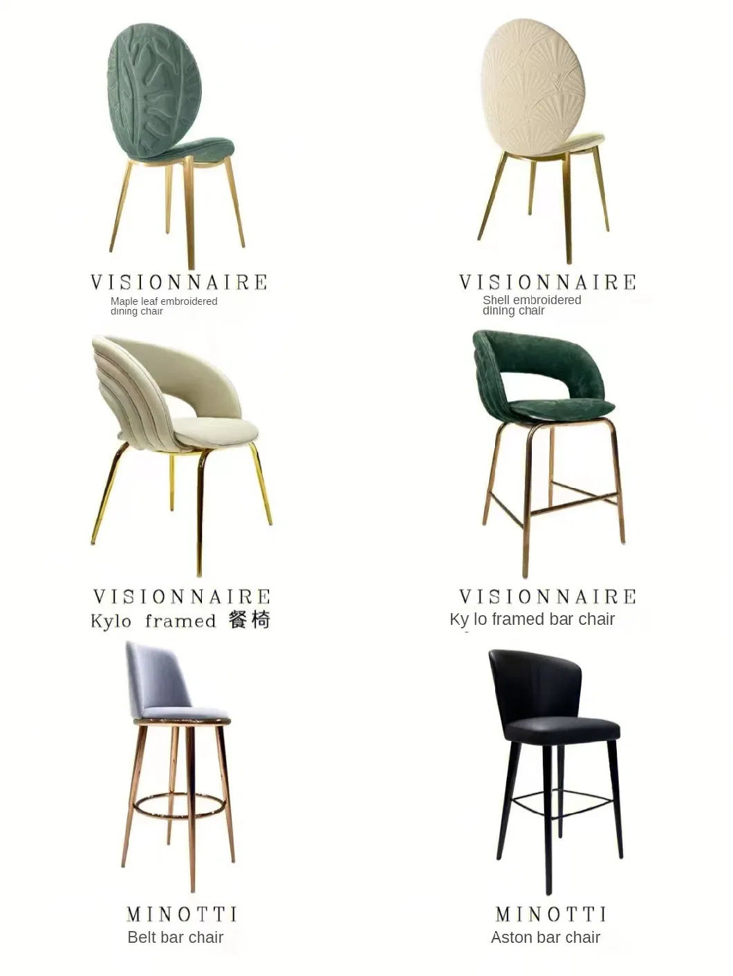 Brand New Italian Modern Design Metal Dining Chair with Armrests