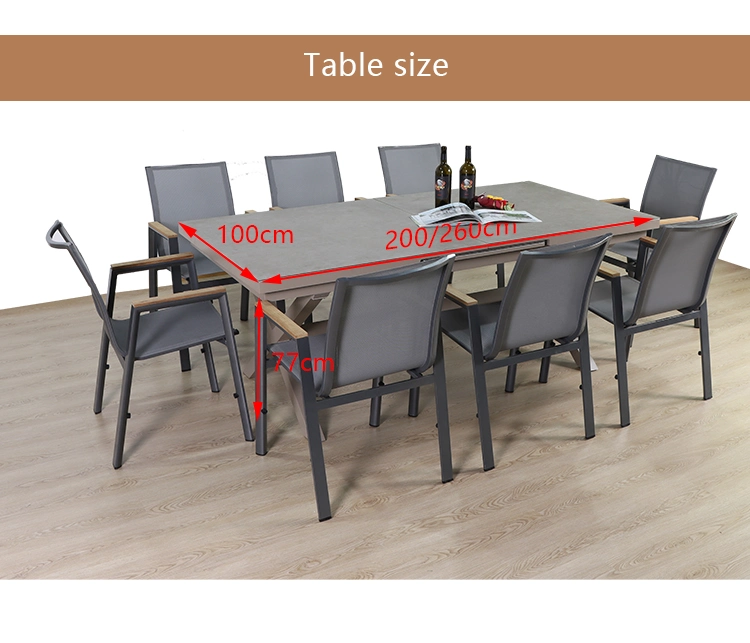 Foshan Extensible Dining Table Outdoor Restaurant Aluminum Frame Furniture Chairs