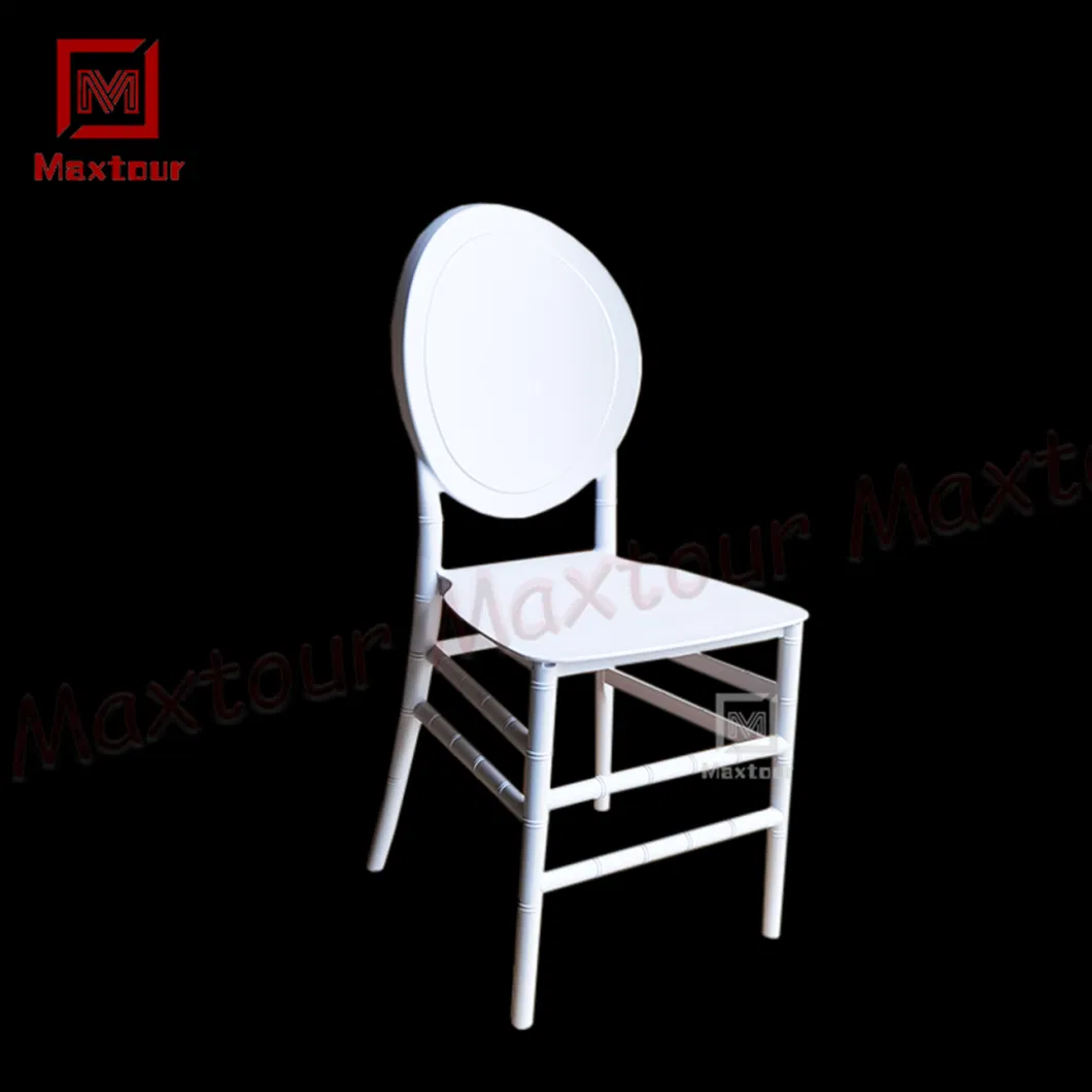 White Plastic Resin PP Round Stacking Chair Tiffany Wedding Chiavari Chairs for Sale