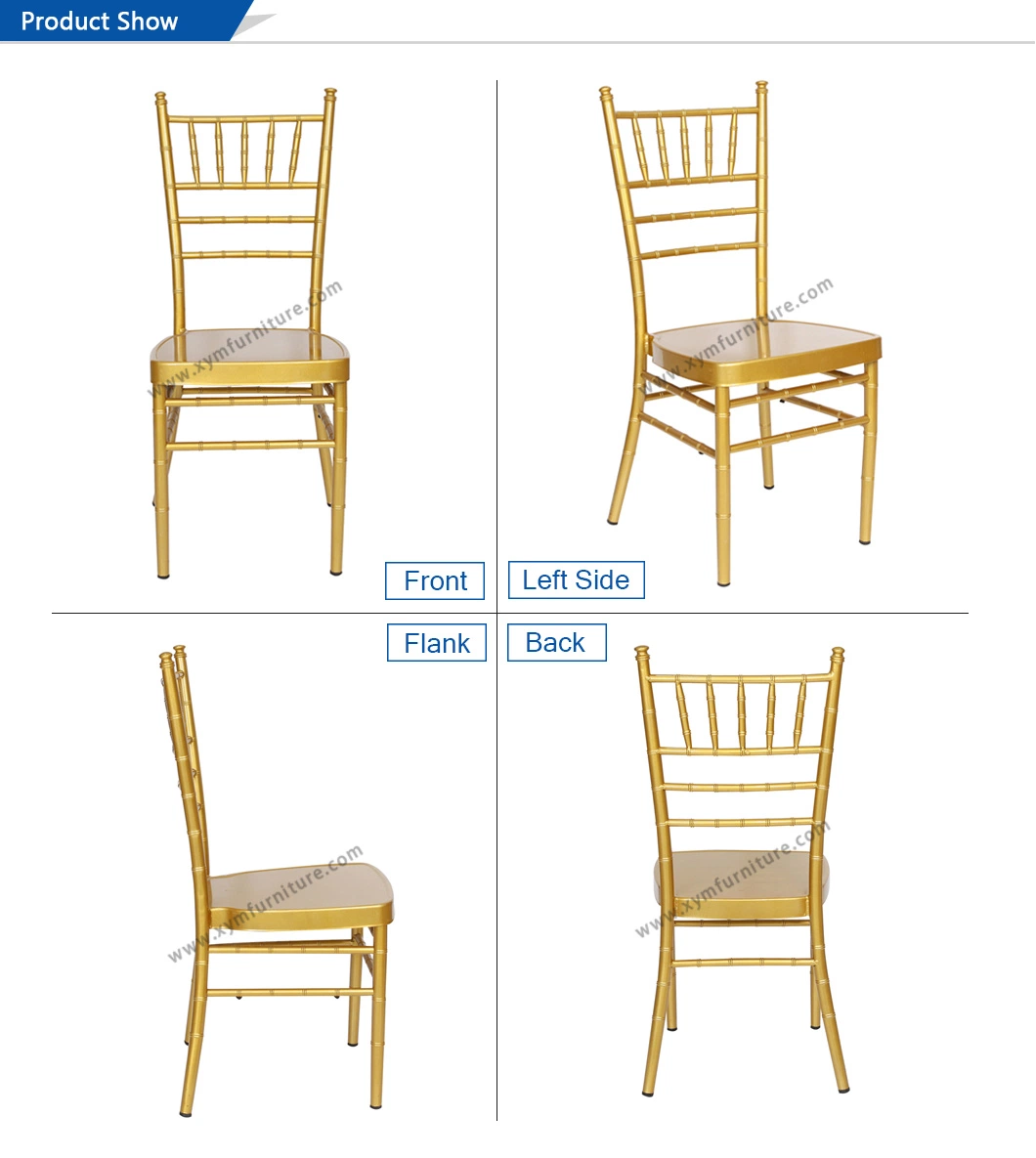 Wholesal Stacking Aluminum Metal Hotel Restaurant Dining Tiffany Wedding Chiavari Chair (XYM-ZJ02) Basic Customization