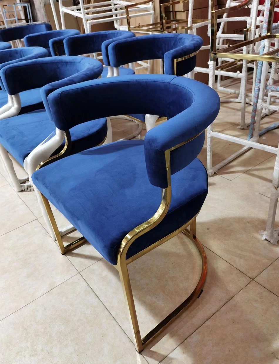 Wholesale Factory Custom Cafe Metal Dine Armchair Modern Furniture Restaurant Chair Velvet Fabric Dining Chairs