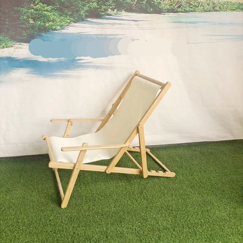 Picture Printed Wooden Deck Chair Folding Garden Beach Seaside Deckchair Stripe Garden Seaside Sunny Beach Recliner