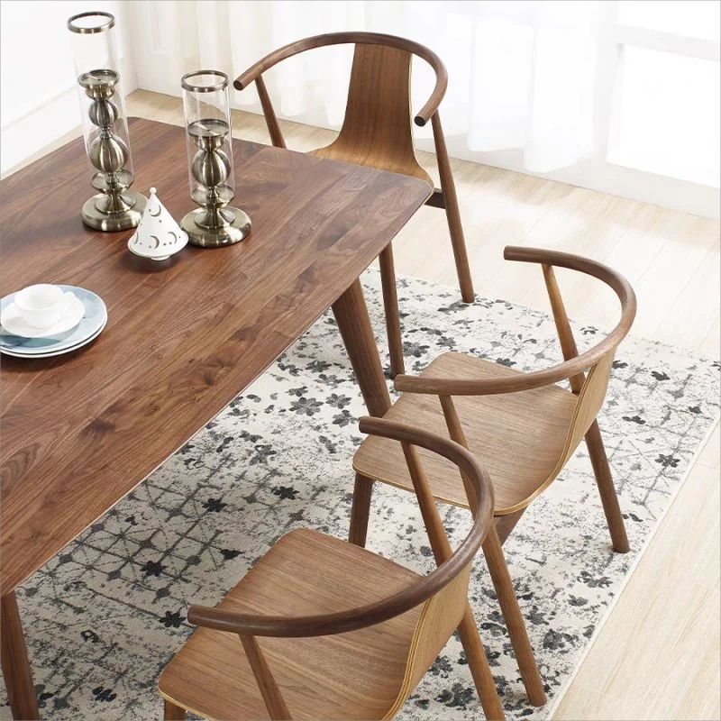 Nordic Walnut Wood Modern Furniture Leisure Dining Backrest Chair for Dining Room