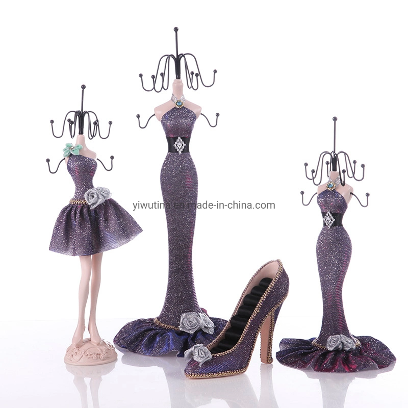 Purple Resin Mannequin Body Shoes Sofa Jewelry Holder Sets Figurines Jewellery Holder Dolls for Display