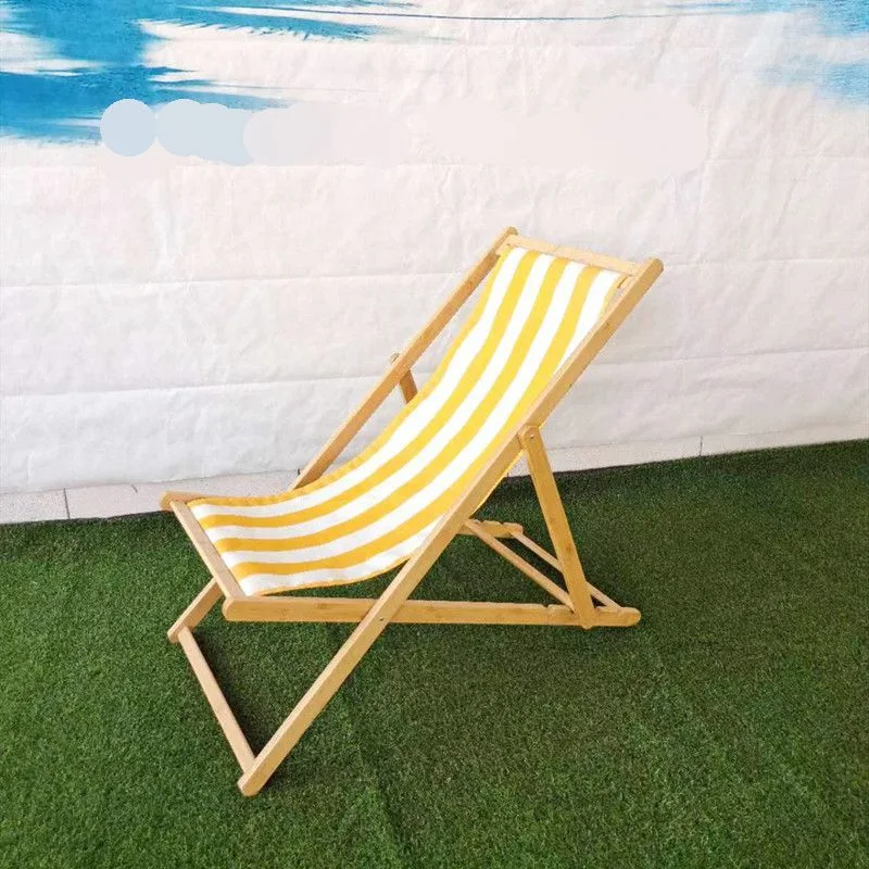 Picture Printed Wooden Deck Chair Folding Garden Beach Seaside Deckchair Stripe Garden Seaside Sunny Beach Recliner