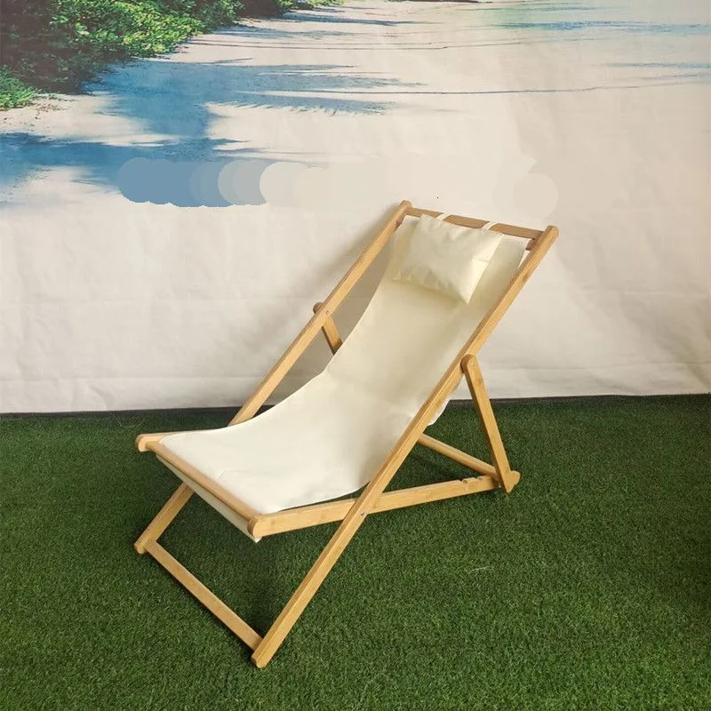 Picture Printed Wooden Deck Chair Folding Garden Beach Seaside Deckchair Stripe Garden Seaside Sunny Beach Recliner