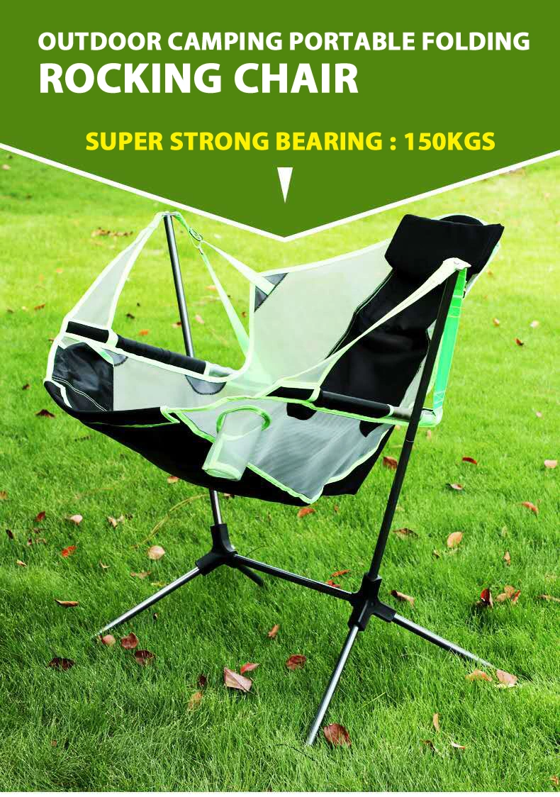 Outdoor Pod Rocker Collapsible Camping Portable Folding Rocking Chair for Fishing