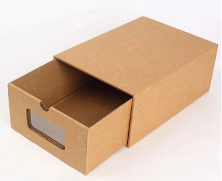 Custom Foldable Drawer Shoe Storage Carton Box with Window