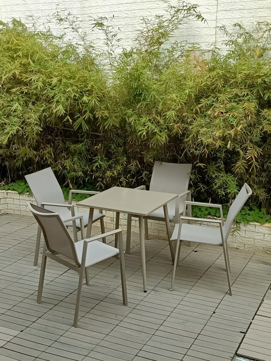 Factory Supply Modern Garden Patio Furniture 9-Piece Aluminum Outdoor Dining Set with Ceramic-Top and Extendable Dining Table