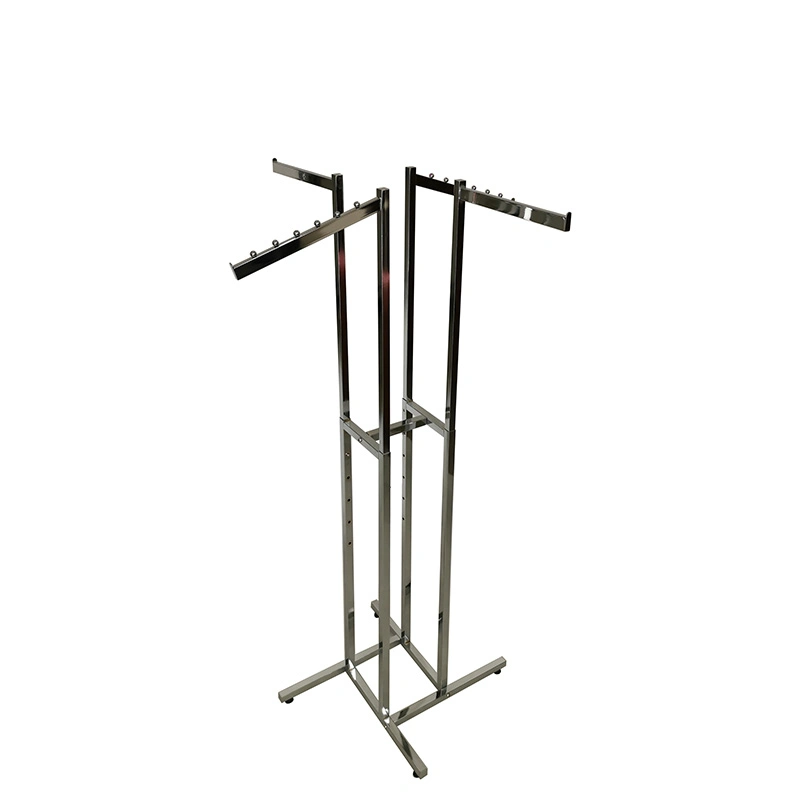 Folding Chrome Removable Garment Display Rack with 4 Rails