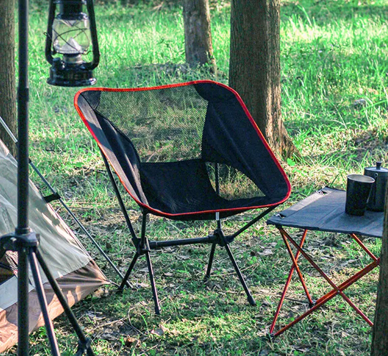 Customized Simple Aluminum Collapsible Portable Folding Rocking Moon Camping Chair