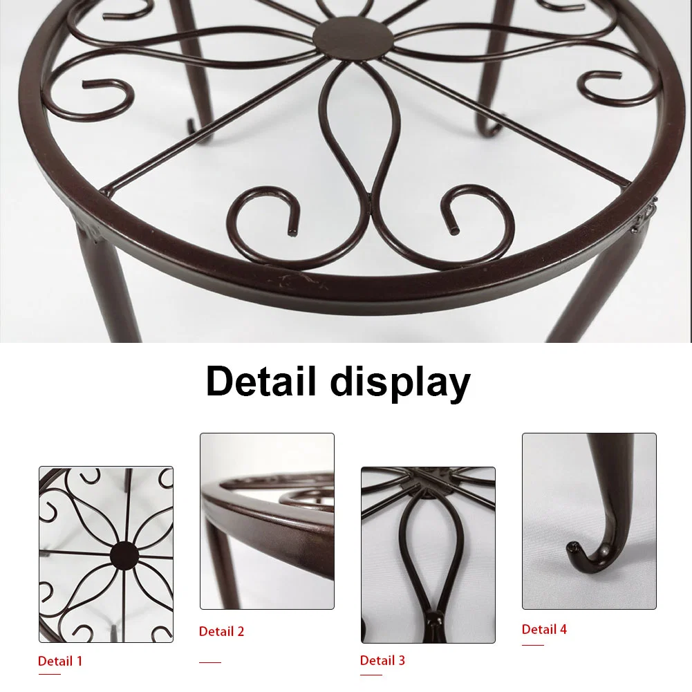 Display Shelf Stool Rustproof Home Decor Table Indoor Outdoor Durable Garden Round Plant Stand Retro Iron Holder Flower Pot