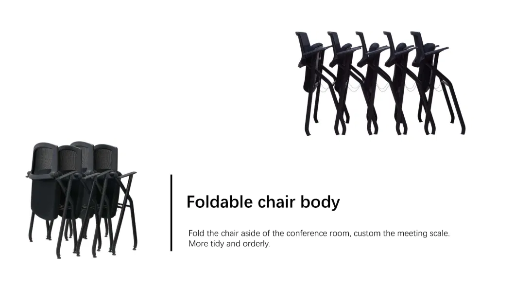 Foshan Factory Hot Sell Foldable Space Saving Durable Molded Seat Meeting Training Chair with Writing Board in Mesh