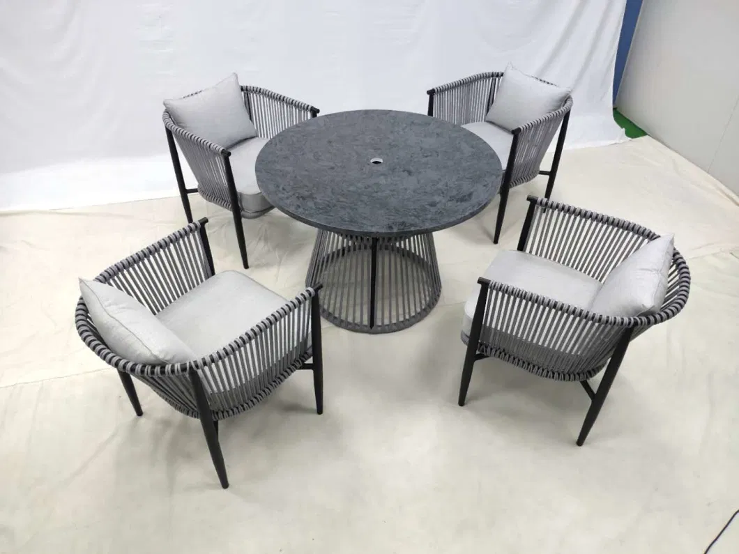 5 Pieces Outdoor Garden Home Furniture Patio Modern Rope Chairs Dining Table Set