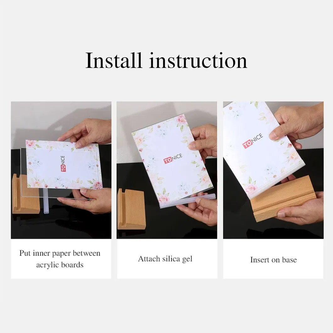 ISO BSCI Factory Wholesale Wooden Acrylic Menu Sign Holder