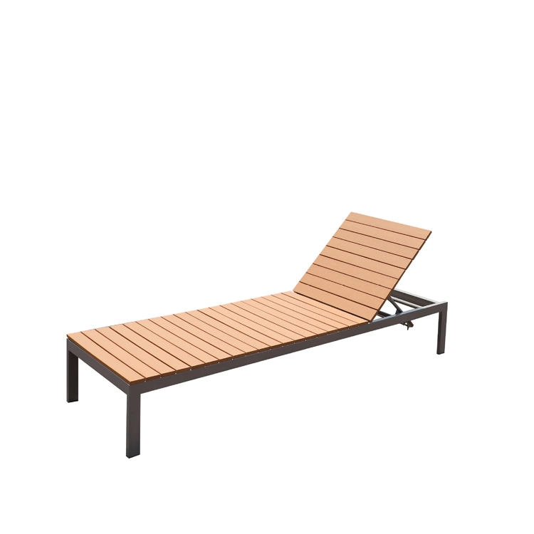 Luxury Sun Chair Chaise Lounge Bed Plastic Wood Sun Lounger for Swinging Pool Side