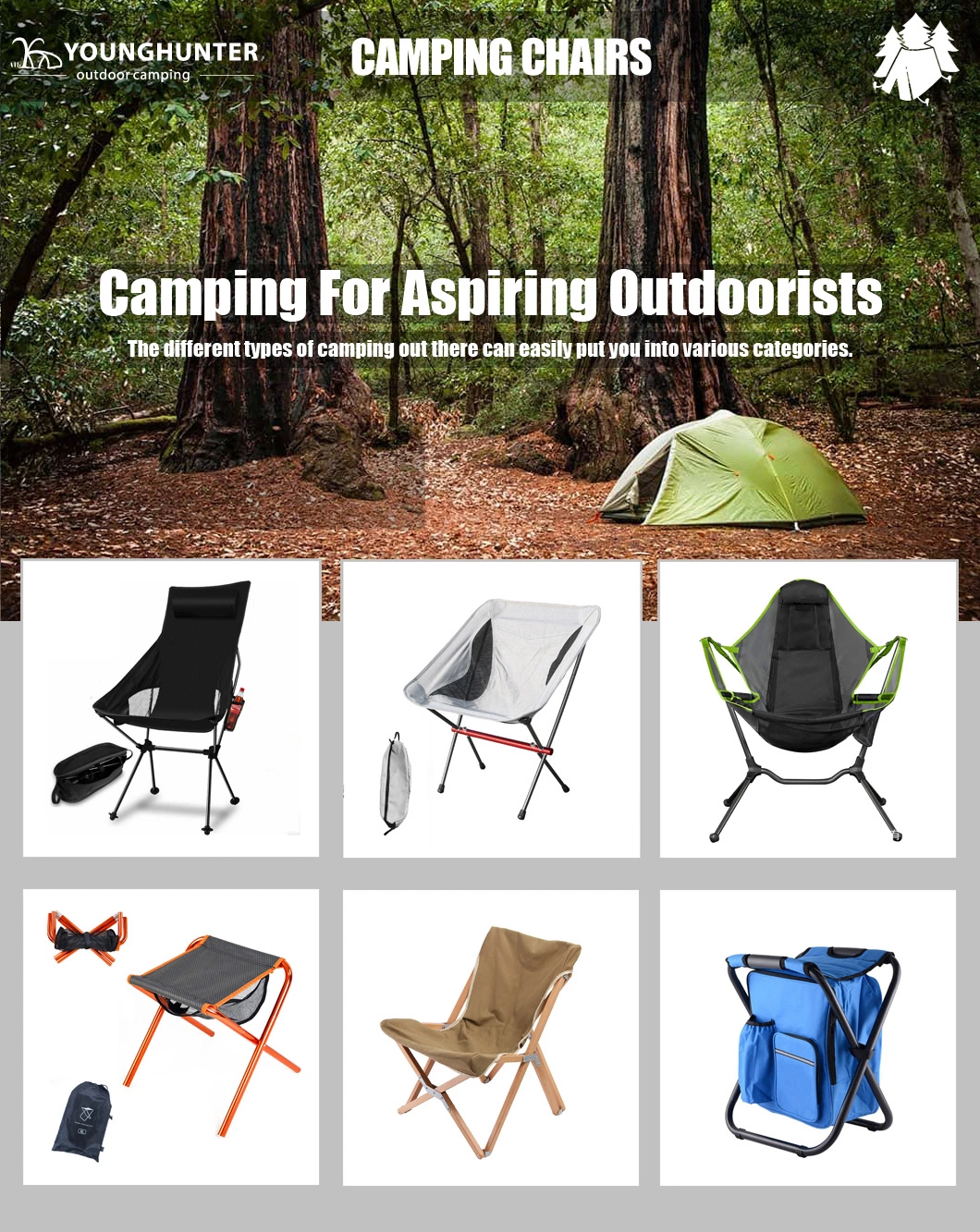 Camping Chair Seat 250lbs Capacity Portable Outdoor Cheap Stools with Carry Bag