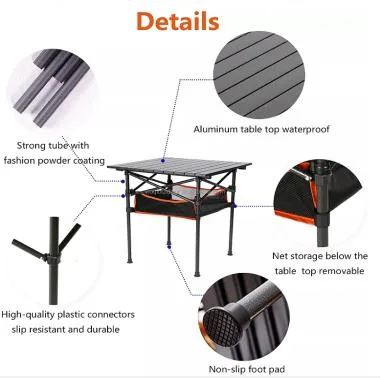 Outdoor Garden Multi-Functional Beach Aluminum Alloy Height Adjustable Folding Table