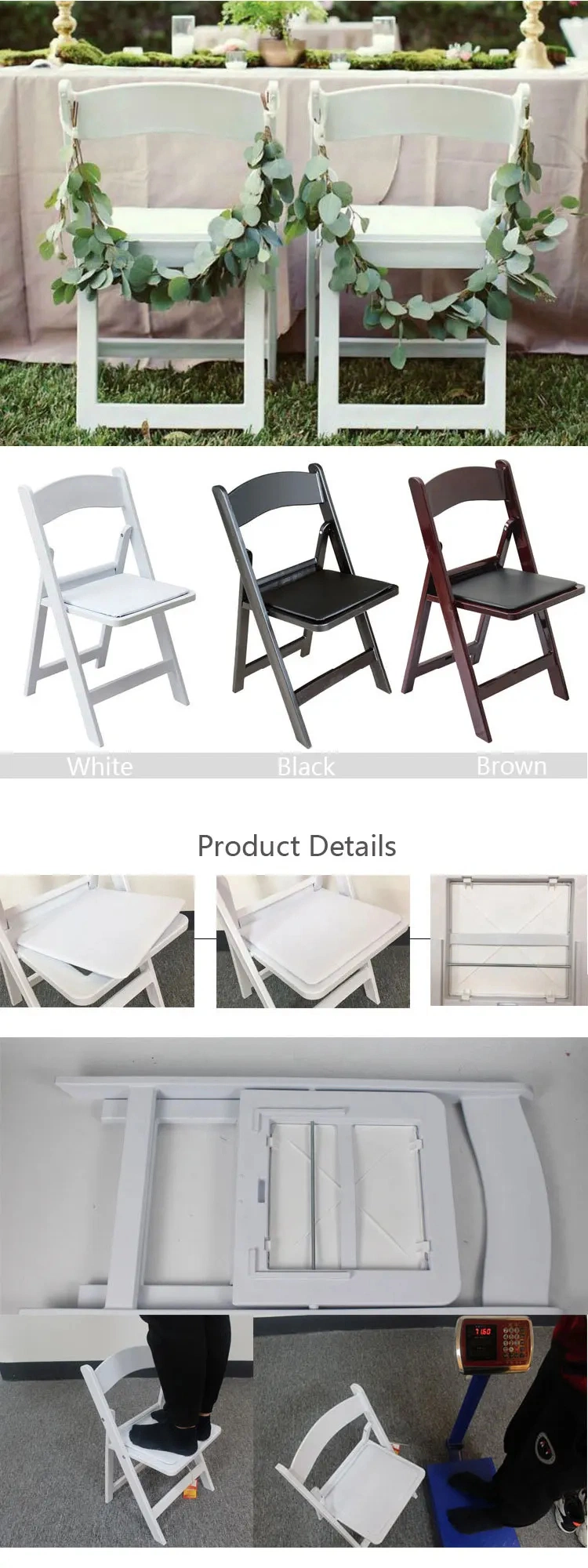 Outdoor Party Garden Event Folding Chairs Resin White Plastic Foldable Wedding Chair