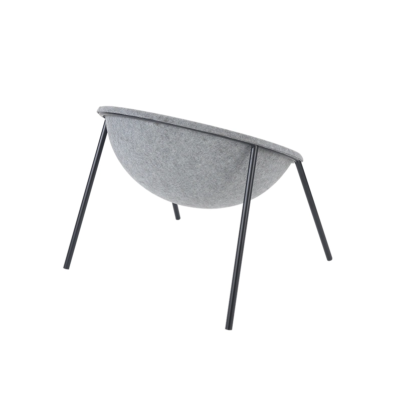 Modern High Quality Chair Pet Felt Home Chair Popular Round Sleep Chair with Metal Black Legs New Design Commercial Furniture