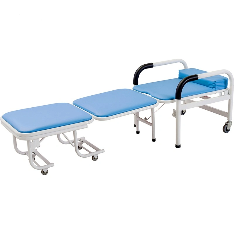 Durable Patient Room Metal Adjustable Reclining Bed Foldable Hospital Accompany Chair