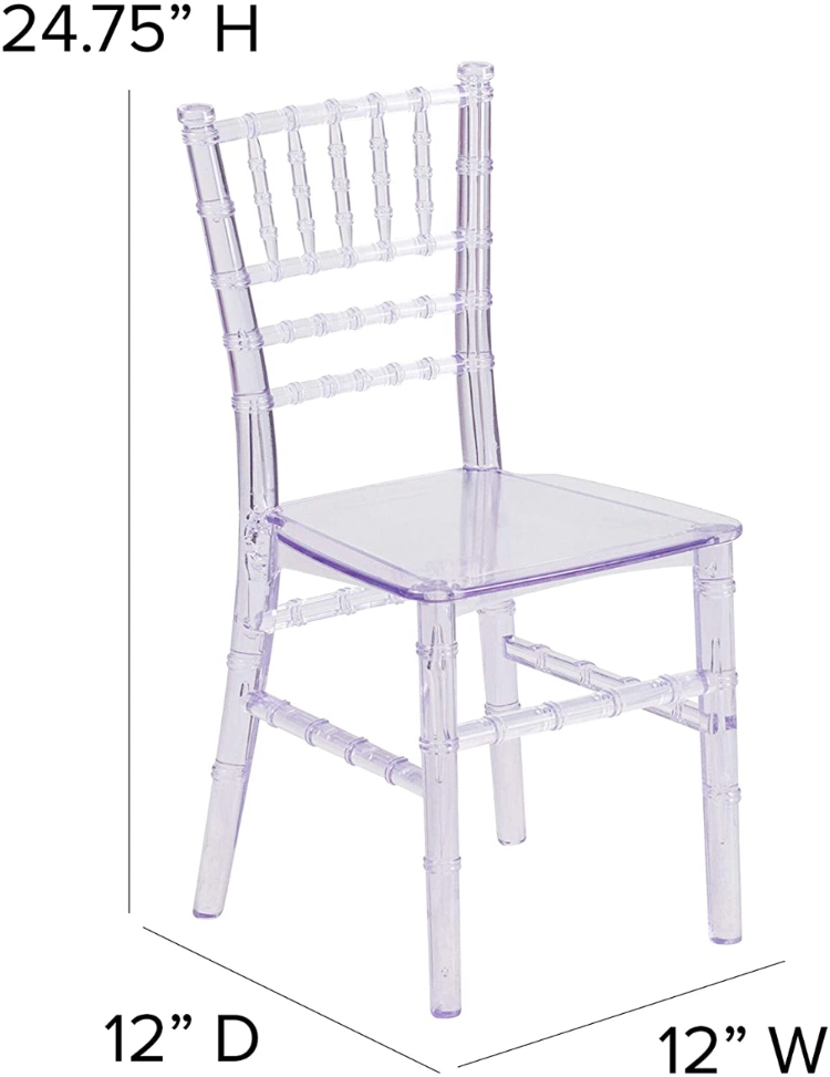 Hot Sale Kids Monobloc Crystal acrylic Resin Chiavari Chair Used for Kids Party Chairs Kids Tiffany Banquet Chairs