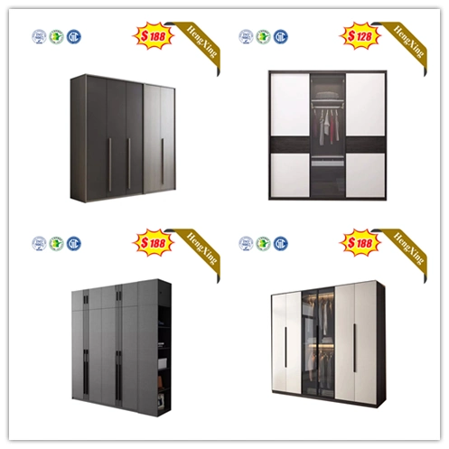 Dark Color Home Bedroom Storage Closet Set Wooden Wardrobe Cabinet Furniture