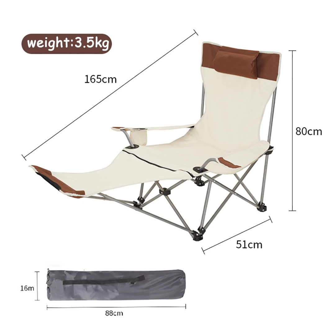 Outdoor Reclining Chair Camping Lunch Break Folding Chair Camping Portable Foot Rest Beach Chair Sitting Reclining Dual Use Chair Reclining Chair