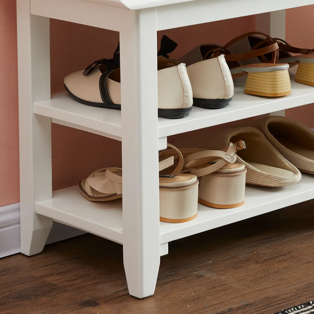 Shoes Changing Stool Wooden Storage Bench Cabinet Rack for Entryway