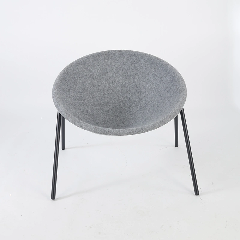 Modern High Quality Chair Pet Felt Home Chair Popular Round Sleep Chair with Metal Black Legs New Design Commercial Furniture