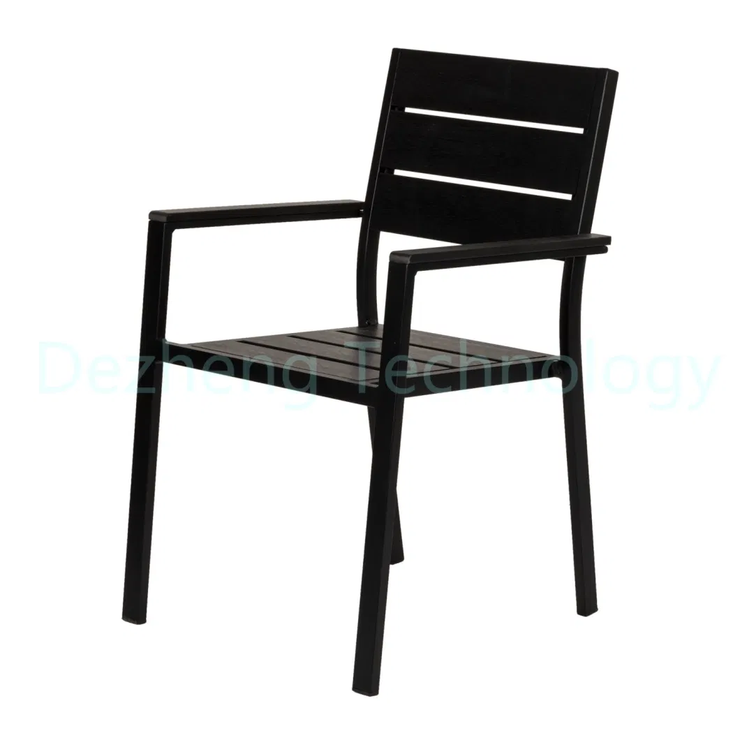 Wholesale Garden Patio Black Plastic Wood Outdoor Restaurant Dining Chair