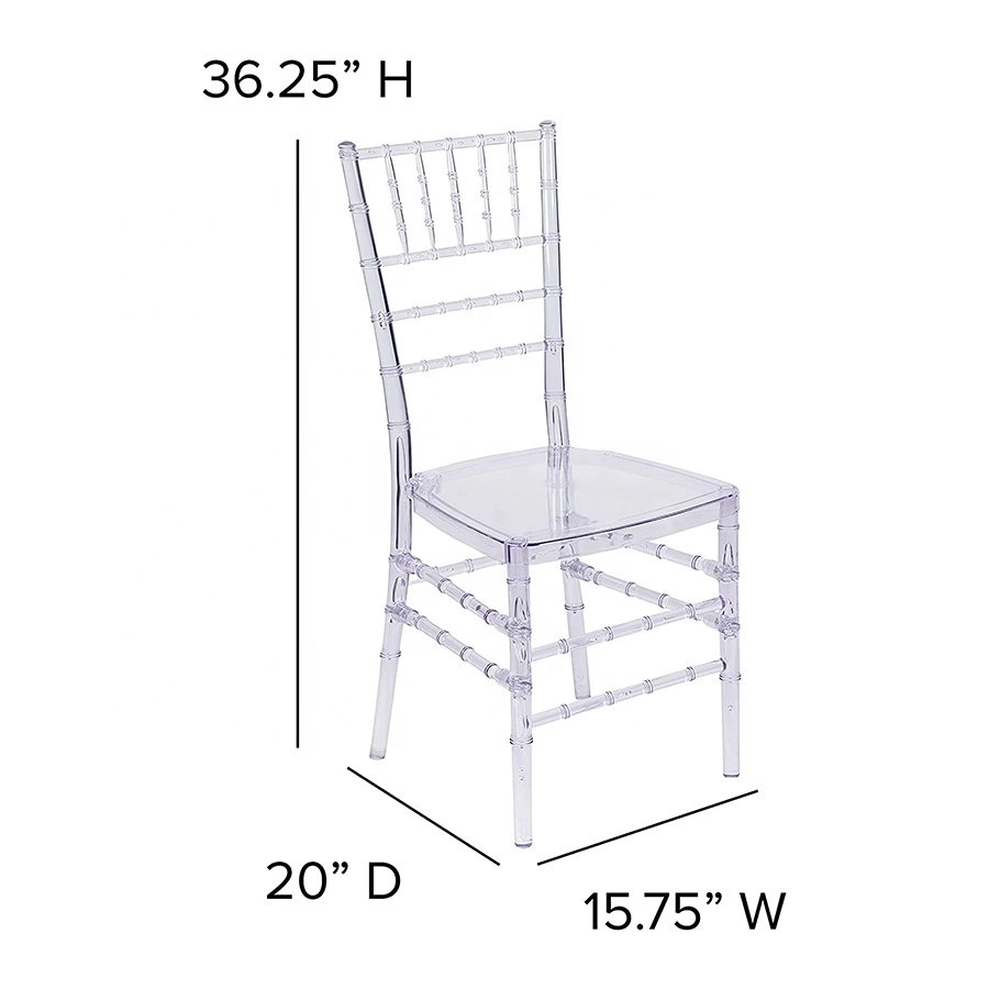 Hot Sale Wedding Banquet Events Plastic Resin Clear Chiavari Tiffany Chairs