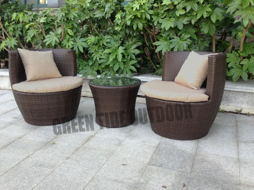 Outdoor Garden Patio Furniture Rattan Bistro Sofa Set 3PCS