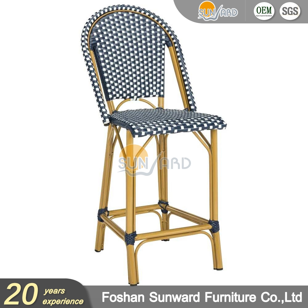 Wicker Rattan Indoor Outdoor Stacking French Bistro Counter Stool