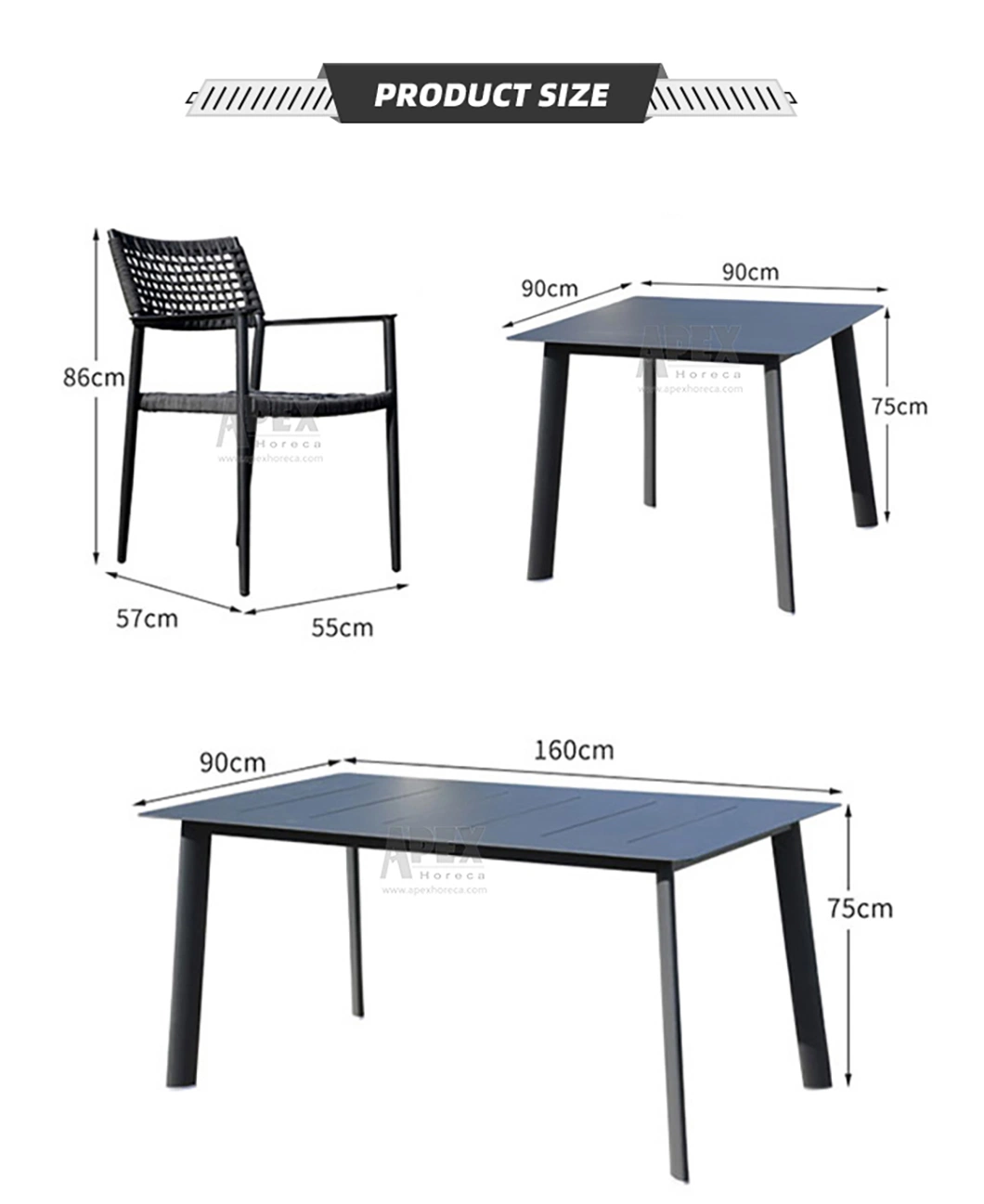 Modern Garden Waterproof Outdoor Chair Dining Table Combination Furniture Set