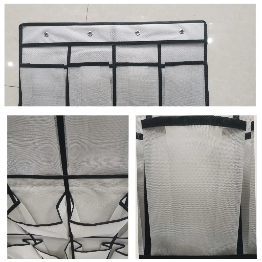 Hanging Closet Holder Hanger Storage Bag Rack with 24 Large Mesh Pockets Gray Over The Door Shoe Organizer