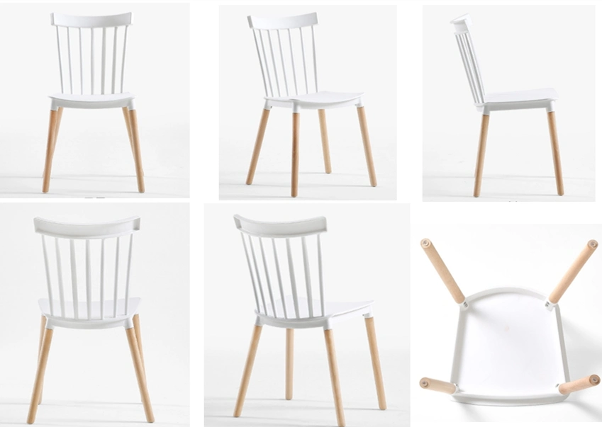 Modern Style Wooden Legs Cafe Restaurant Windsor Gray Plastic Dining Room Chairs for Sale