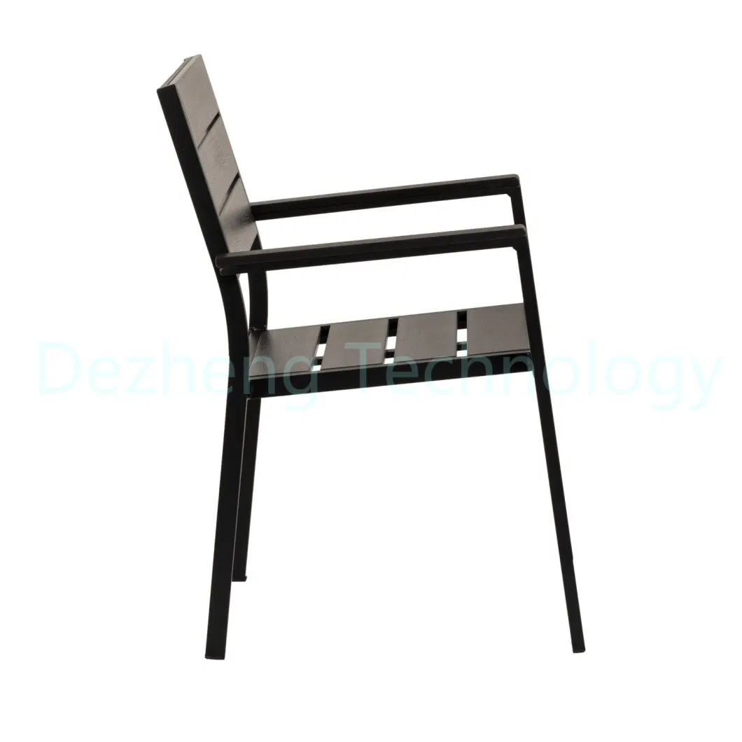 Wholesale Garden Patio Black Plastic Wood Outdoor Restaurant Dining Chair