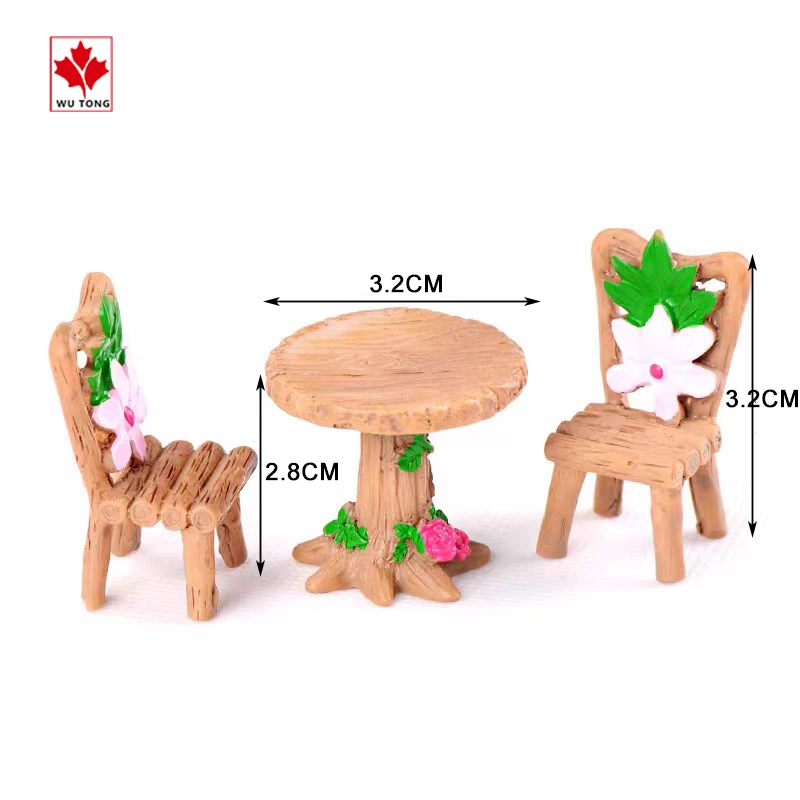 Custom Miniature Garden Set Fairy Figurine Mushroom House Small Table Chair