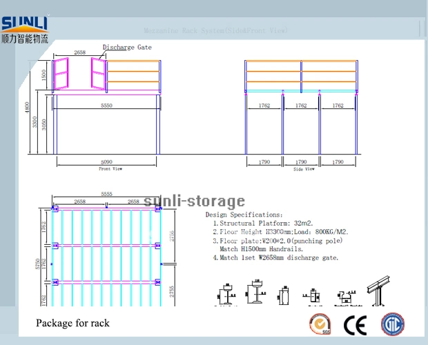 Warehouse Storage Steel Structure Mezzanine Floor with Shelf Rack