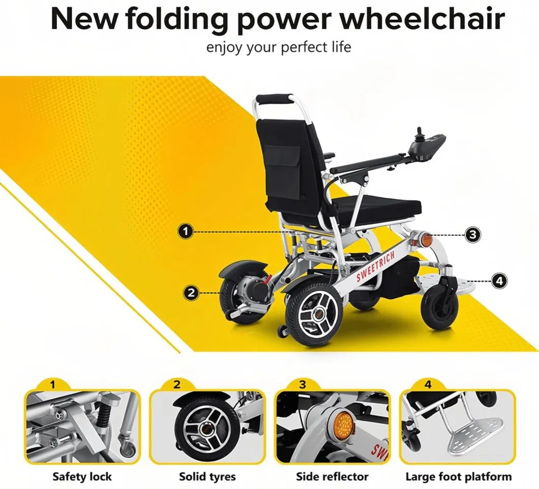 OEM ODM Rehabilitation Treatment Durable Lightweight Compact Folding Portable Light Brushless Power Adults Electric Wheelchair Power Chair