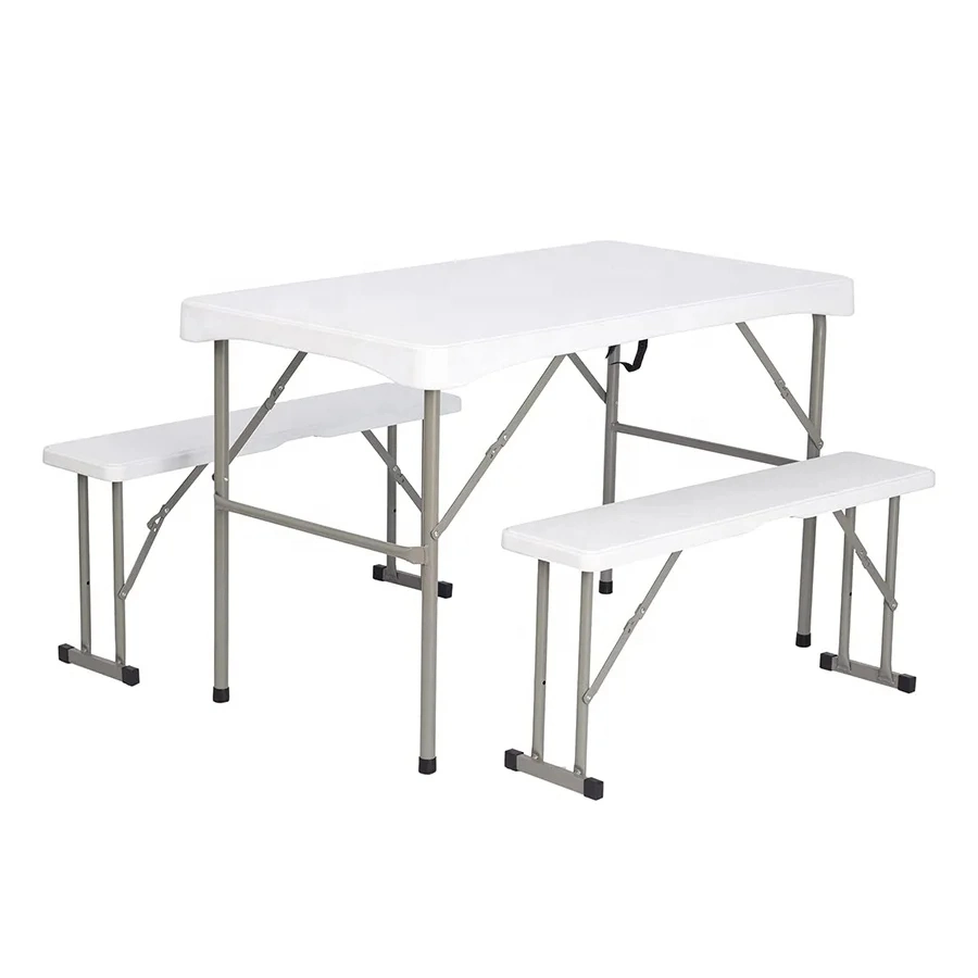 Outdoor Camping Portable Plastic Folding Picnic Table and Bench Set