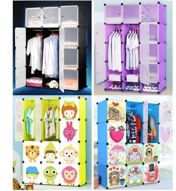 Simple Cloth Wardrobe Baby Storage Cabinets Folding Steel Individual Small Wardrobe (FW-31)