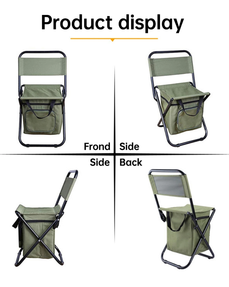 Factory Direct Durable Foldable Chair with Cooler Bag for Camping Fishing