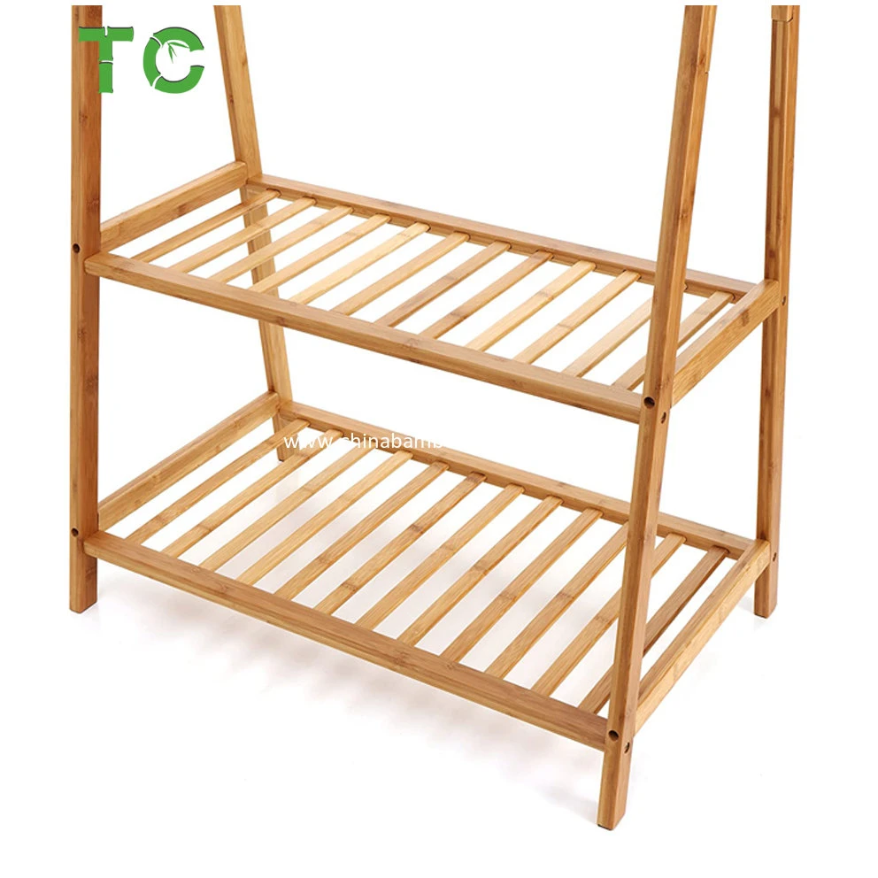 Bamboo Garment Rack Cloth Rack Coat Rack Flower Stand 2-Tier Shoe Storage Shelves