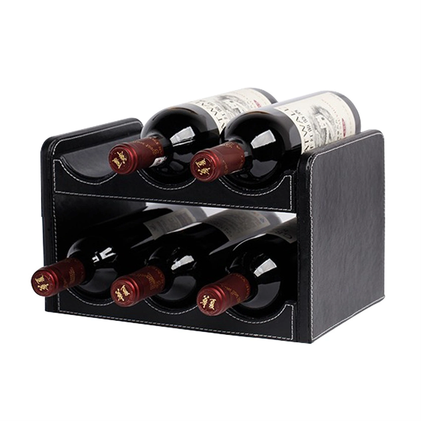 Wholesale Custom Logo High-End Wine Storage Rack Desktop Wine Rack Leather Wine Rack