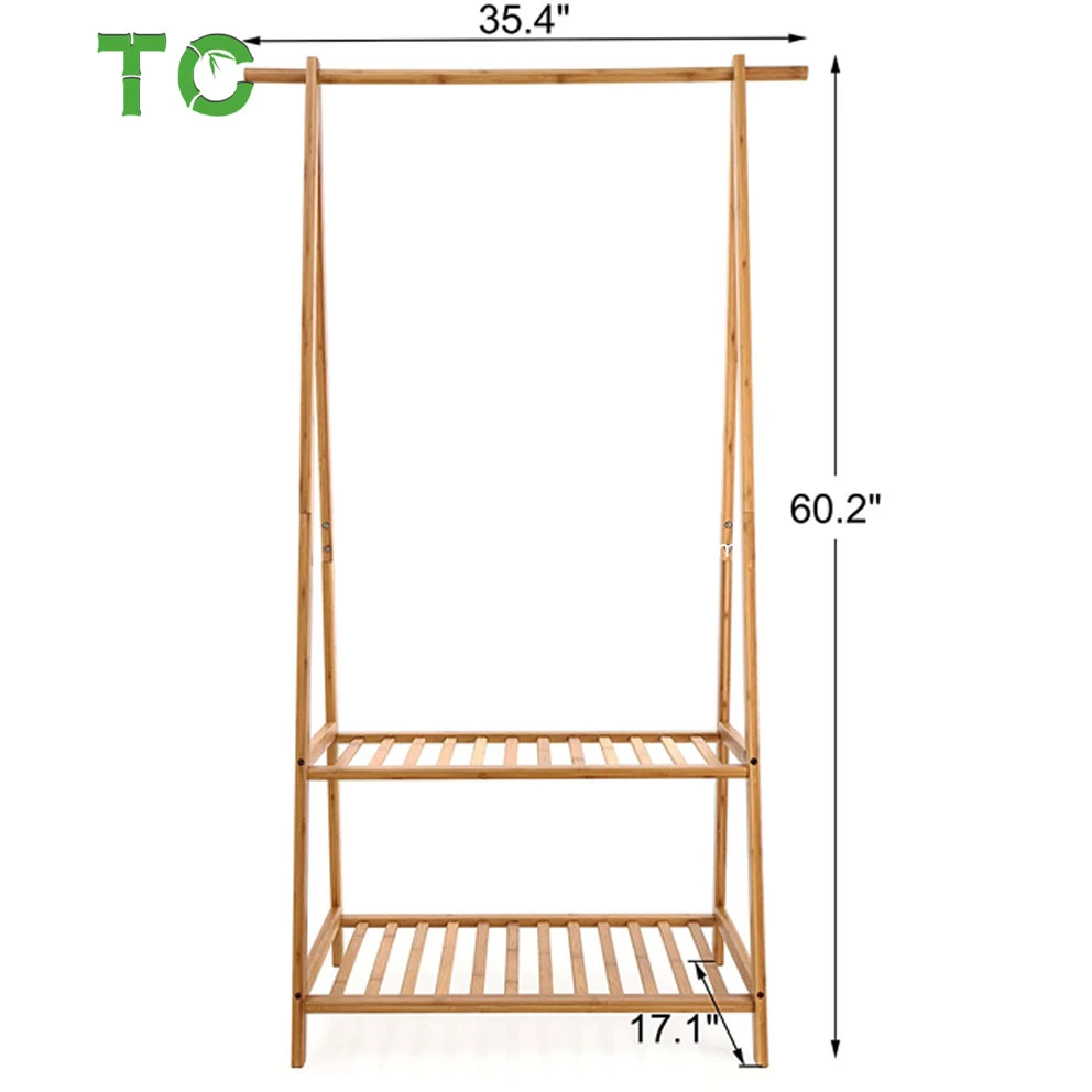 Bamboo Garment Rack Cloth Rack Coat Rack Flower Stand 2-Tier Shoe Storage Shelves